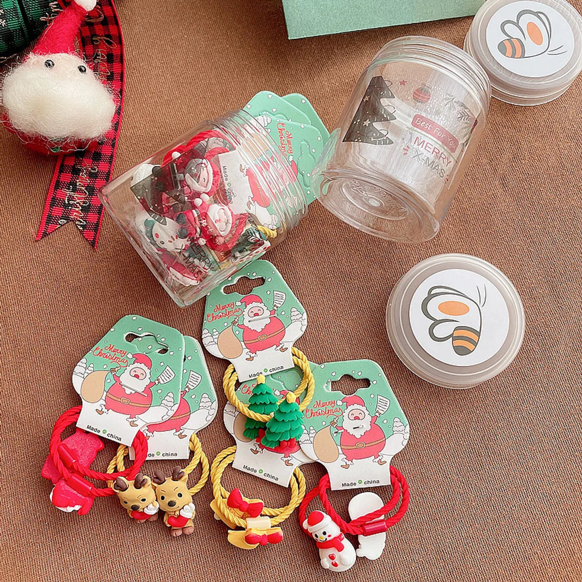 Cartoon Style Christmas Tree Bell Snowman Cloth Resin Hair Tie