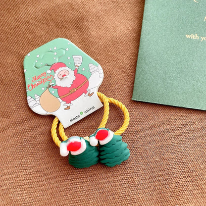 Cartoon Style Christmas Tree Bell Snowman Cloth Resin Hair Tie