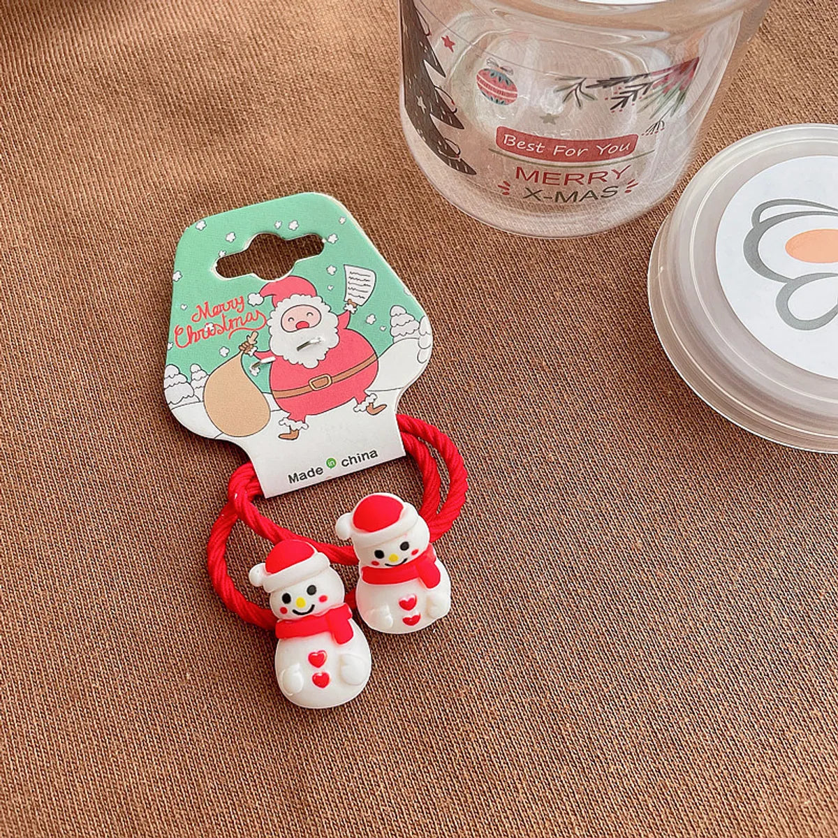 Cartoon Style Christmas Tree Bell Snowman Cloth Resin Hair Tie