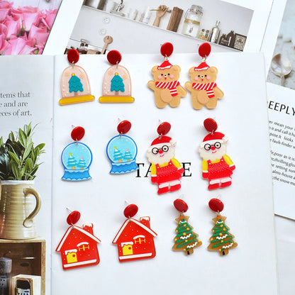 Cartoon Style Christmas Tree Santa Claus Arylic Women's Drop Earrings 1 Pair