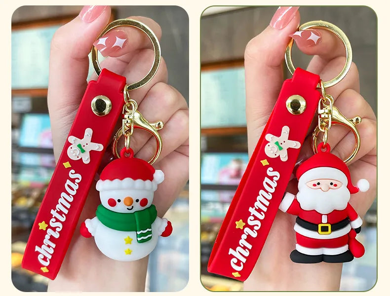 Cartoon Style Christmas Tree Santa Claus Snowman Soft Glue Metal Unisex Bag Pendant Keychain 1 Piece