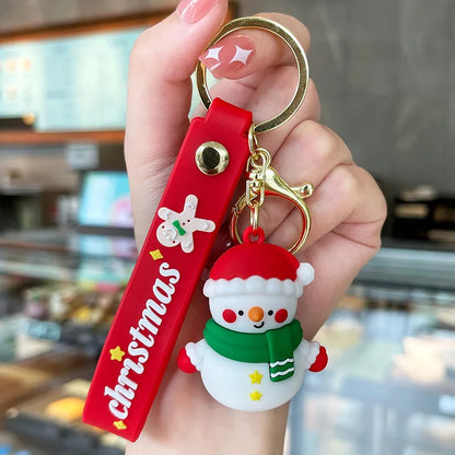 Cartoon Style Christmas Tree Santa Claus Snowman Soft Glue Metal Unisex Bag Pendant Keychain 1 Piece