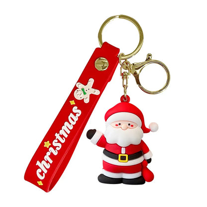 Cartoon Style Christmas Tree Santa Claus Snowman Soft Glue Metal Unisex Bag Pendant Keychain 1 Piece