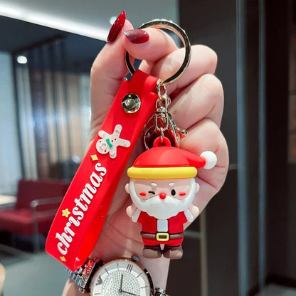 Cartoon Style Christmas Tree Santa Claus Snowman Soft Glue Metal Unisex Bag Pendant Keychain 1 Piece