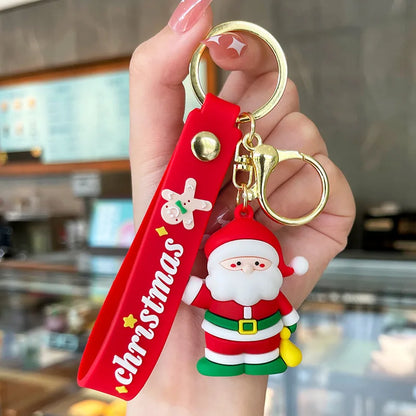 Cartoon Style Christmas Tree Santa Claus Snowman Soft Glue Metal Unisex Bag Pendant Keychain 1 Piece