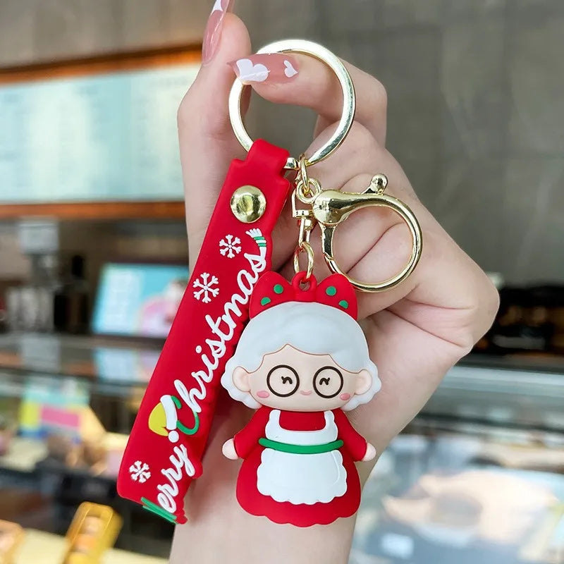 Cartoon Style Christmas Tree Santa Claus Snowman Soft Glue Metal Unisex Bag Pendant Keychain 1 Piece