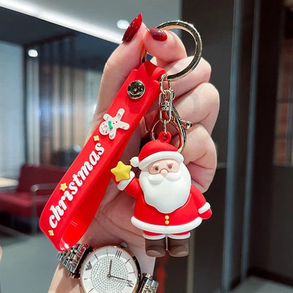 Cartoon Style Christmas Tree Santa Claus Snowman Soft Glue Metal Unisex Bag Pendant Keychain 1 Piece