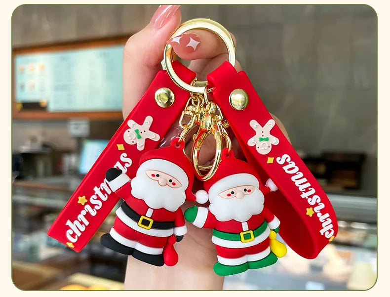 Cartoon Style Christmas Tree Santa Claus Snowman Soft Glue Metal Unisex Bag Pendant Keychain 1 Piece