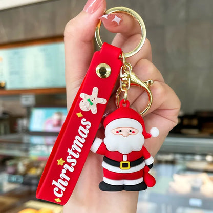 Cartoon Style Christmas Tree Santa Claus Snowman Soft Glue Metal Unisex Bag Pendant Keychain 1 Piece