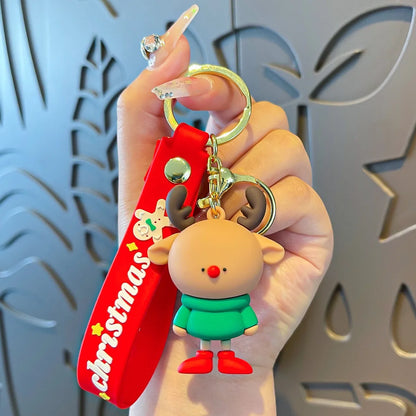 Cartoon Style Christmas Tree Santa Claus Snowman Soft Glue Metal Unisex Bag Pendant Keychain 1 Piece