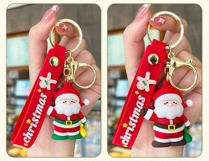 Cartoon Style Christmas Tree Santa Claus Snowman Soft Glue Metal Unisex Bag Pendant Keychain 1 Piece