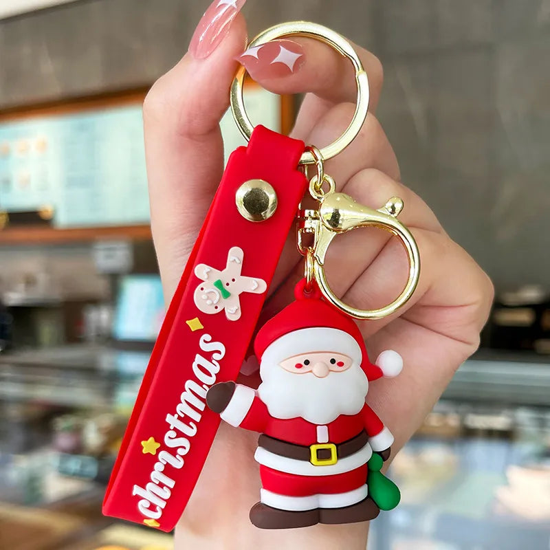 Cartoon Style Christmas Tree Santa Claus Snowman Soft Glue Metal Unisex Bag Pendant Keychain 1 Piece