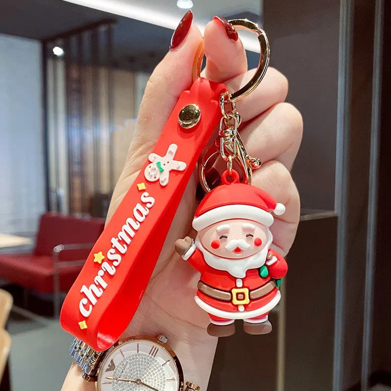 Cartoon Style Christmas Tree Santa Claus Snowman Soft Glue Metal Unisex Bag Pendant Keychain 1 Piece