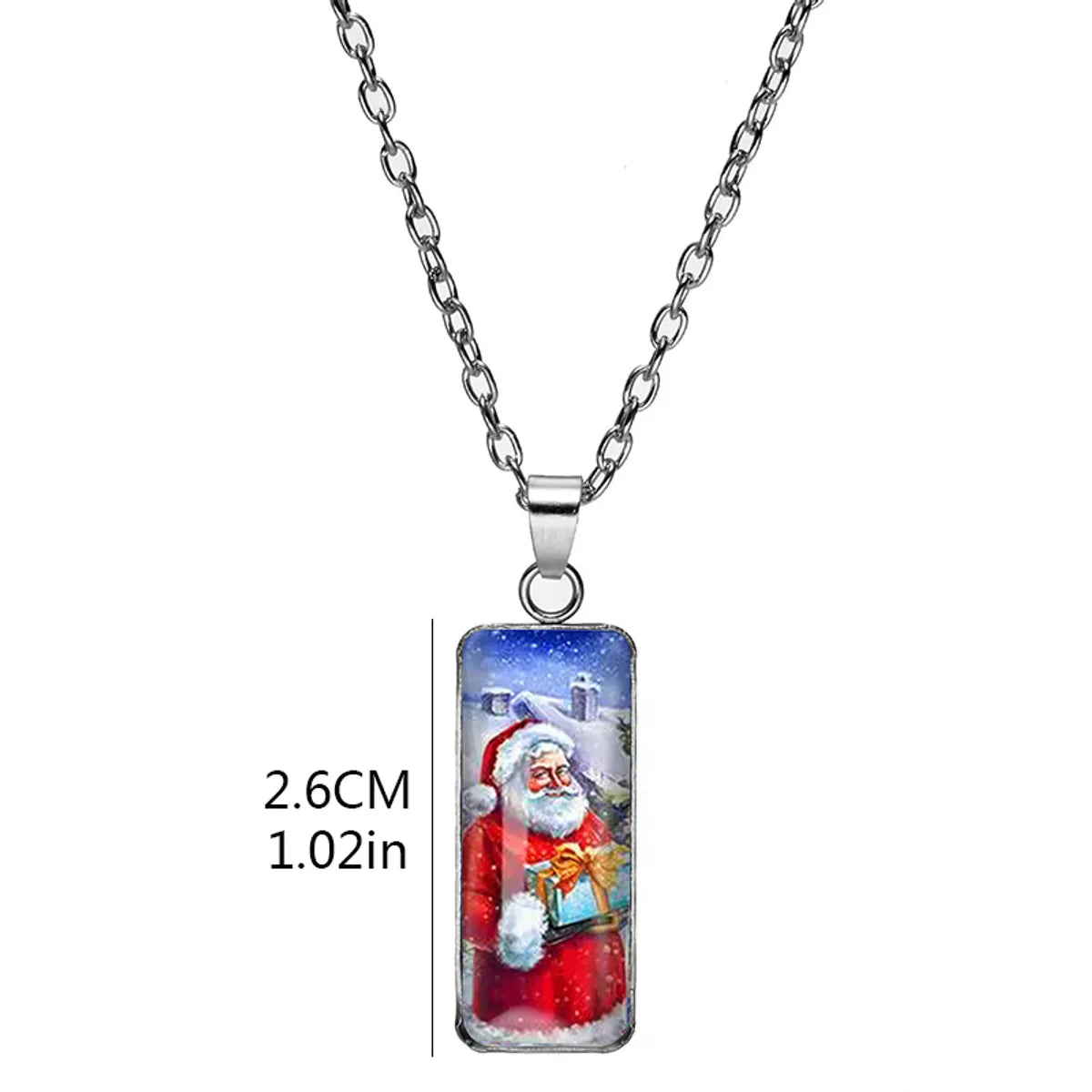 Wholesale Jewelry Cartoon Style Christmas Tree Santa Claus 304 Stainless Steel Alloy Glass Inlay Pendant Necklace