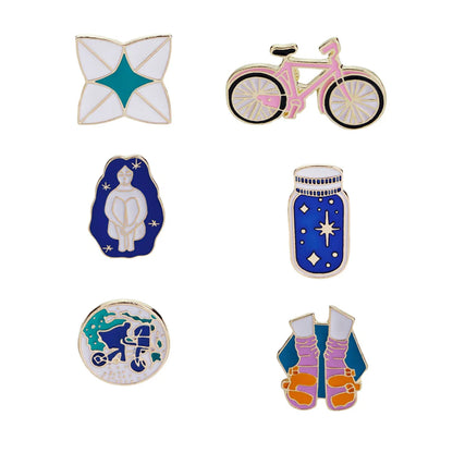 Cartoon Style Color Block Bicycle Ing Bottle Alloy Enamel Plating Kid'S Brooches