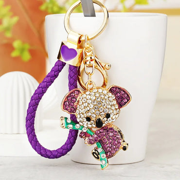 Cartoon Style Color Block Metal Inlay Rhinestones Women'S Keychain