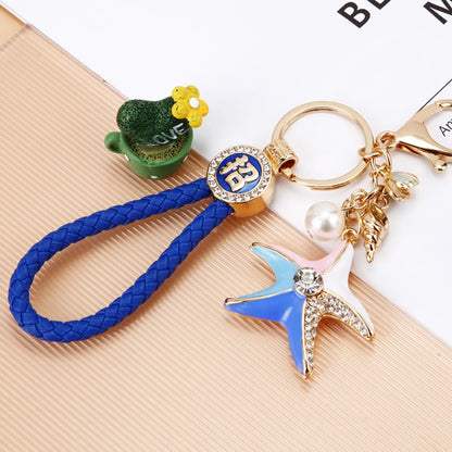 Cartoon Style Color Block Metal Inlay Rhinestones Women'S Keychain