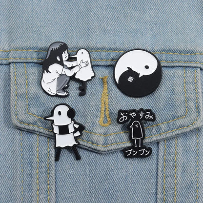 Cartoon Style Cowboy Style Artistic Animal Cartoon Character Tai Chi Alloy Stamping Stoving Varnish Plating Unisex Badge Brooches Collar Pin