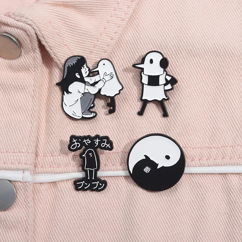 Cartoon Style Cowboy Style Artistic Animal Cartoon Character Tai Chi Alloy Stamping Stoving Varnish Plating Unisex Badge Brooches Collar Pin