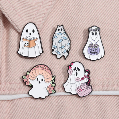 Cartoon Style Cowboy Style Halloween Pattern Ghost Devil Alloy Stamping Stoving Varnish Plating Women'S Brooches