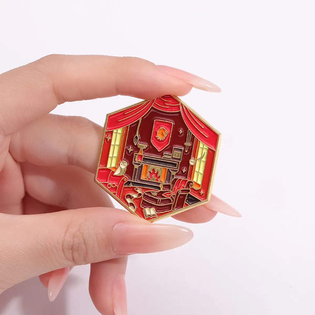 Cartoon Style Cowboy Style Hexagon Oil Painting Alloy Stamping Stoving Varnish Plating Unisex Brooches