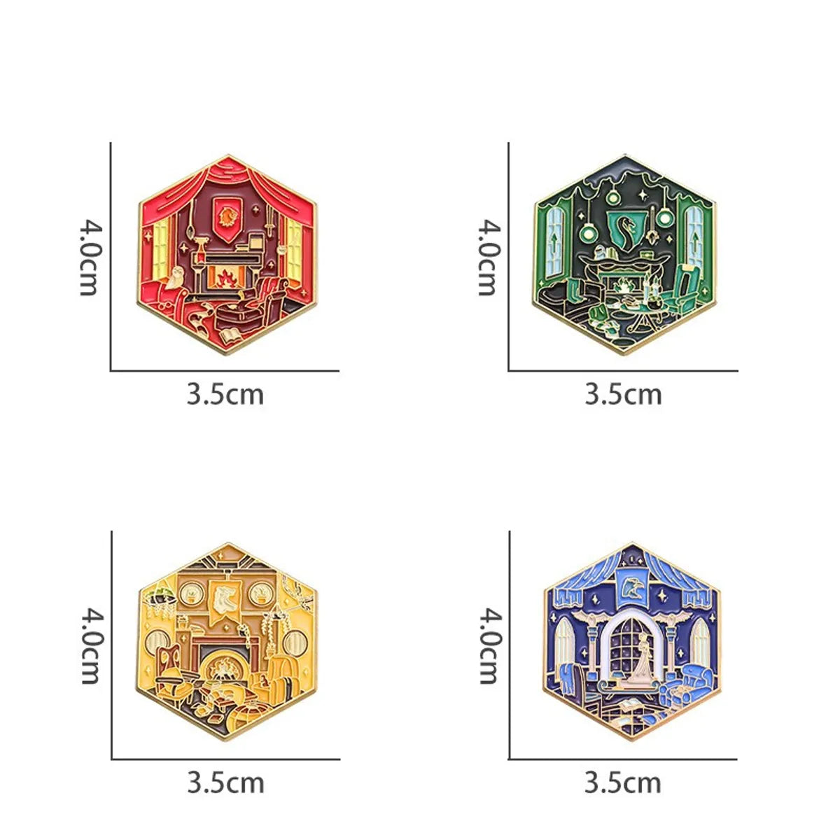 Cartoon Style Cowboy Style Hexagon Oil Painting Alloy Stamping Stoving Varnish Plating Unisex Brooches