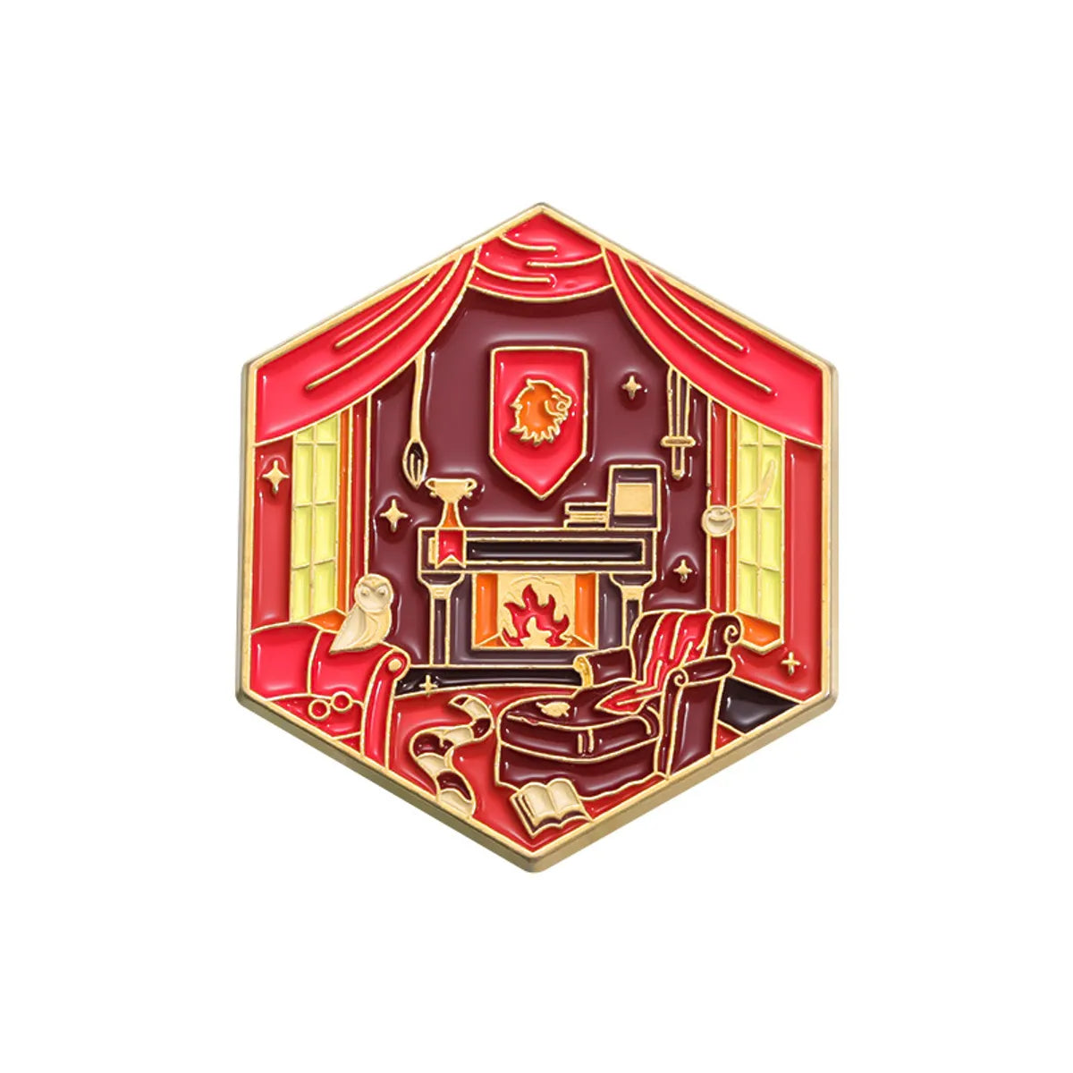 Cartoon Style Cowboy Style Hexagon Oil Painting Alloy Stamping Stoving Varnish Plating Unisex Brooches