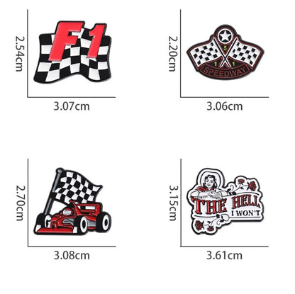 Cartoon Style Cowboy Style Sports Letter Flag Racing Car Alloy Stamping Stoving Varnish Plating Unisex Badge Brooches Collar Pin