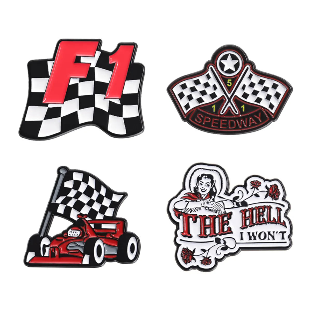 Cartoon Style Cowboy Style Sports Letter Flag Racing Car Alloy Stamping Stoving Varnish Plating Unisex Badge Brooches Collar Pin