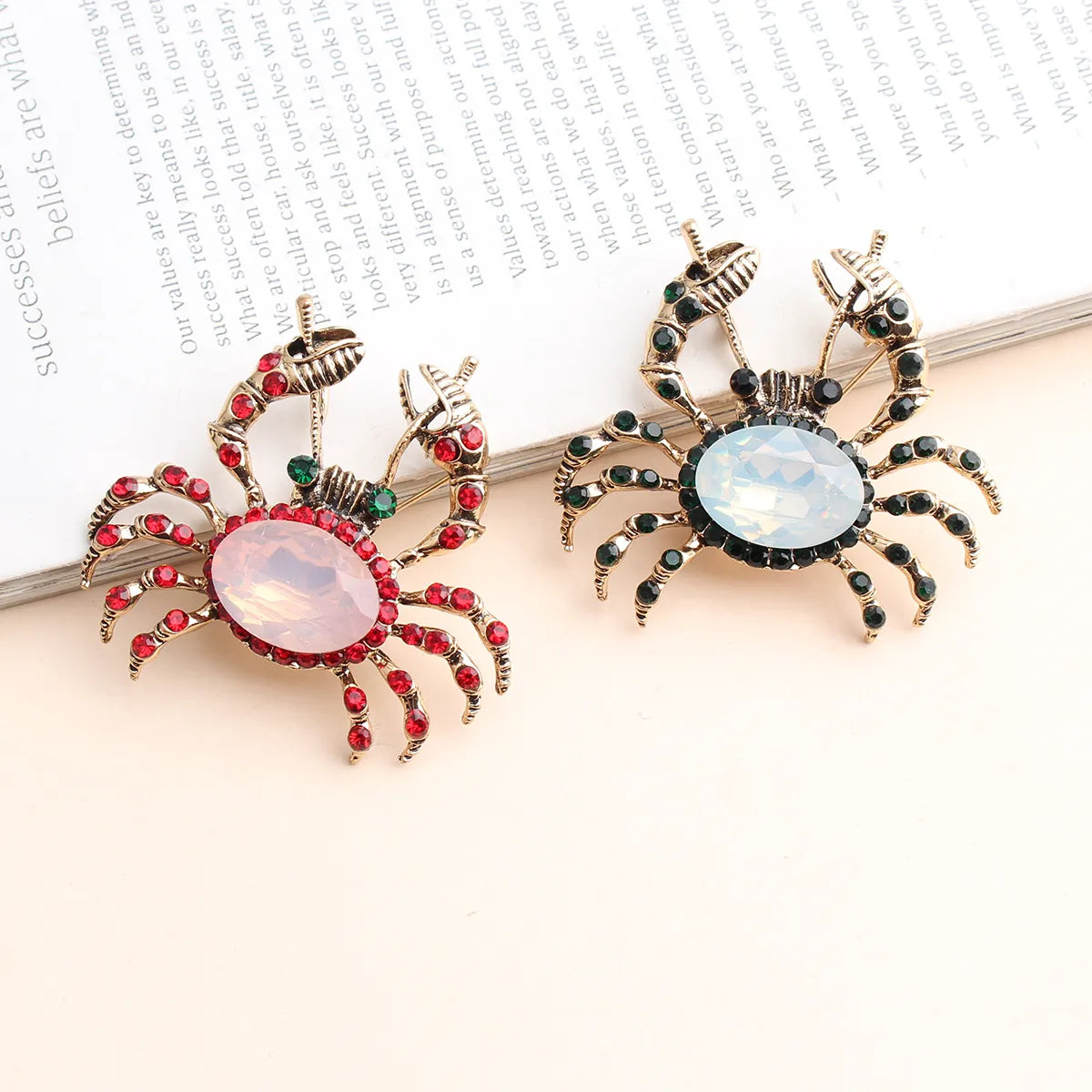 Cartoon Style Crab Alloy Inlay Artificial Gemstones Women'S Brooches