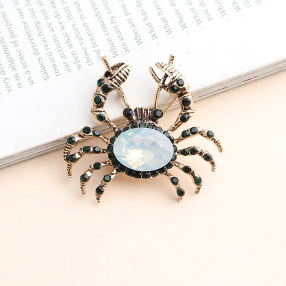 Cartoon Style Crab Alloy Inlay Artificial Gemstones Women'S Brooches