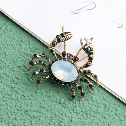 Cartoon Style Crab Alloy Inlay Artificial Gemstones Women'S Brooches