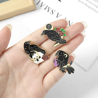 Cartoon Style Crow Bird Alloy Stamping Stoving Varnish Plating Unisex Brooches