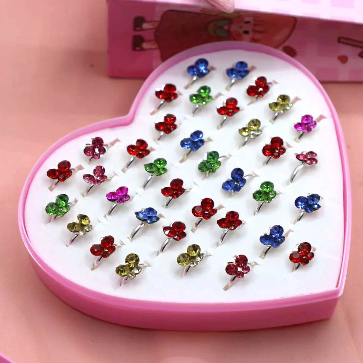 Cartoon Style Crown Flower Butterfly Alloy Plating Inlay Rhinestones Girl's Rings 1 Set