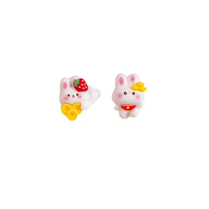 Cartoon Style Cute Animal Cartoon Alloy Asymmetrical Plating Women'S Ear Studs