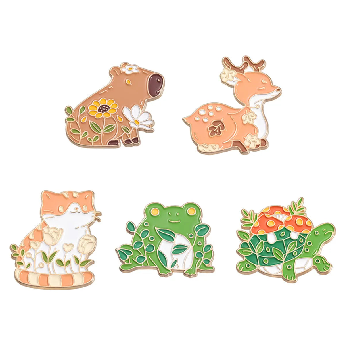 Cartoon Style Cute Animal Flower Alloy Stoving Varnish Plating Unisex Brooches