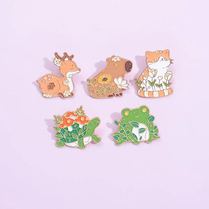 Cartoon Style Cute Animal Flower Alloy Stoving Varnish Plating Unisex Brooches