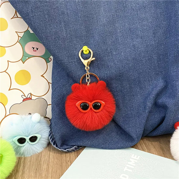 Cartoon Style Cute Animal Imitate Rex Rabbit Fur Unisex Keychain