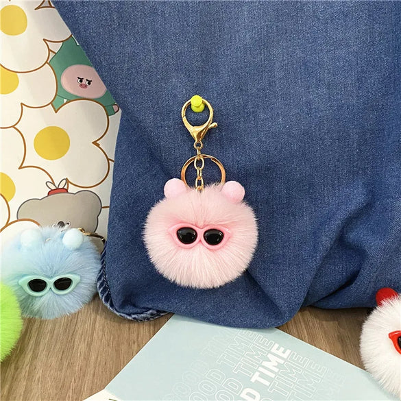 Cartoon Style Cute Animal Imitate Rex Rabbit Fur Unisex Keychain