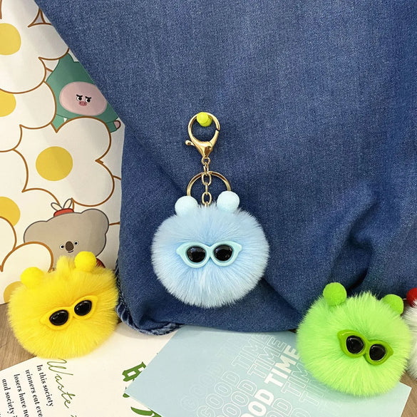 Cartoon Style Cute Animal Imitate Rex Rabbit Fur Unisex Keychain