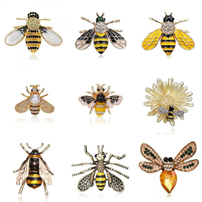 Cartoon Style Cute Animal Insect Bee Alloy Enamel Plating Inlay Rhinestones Unisex Brooches