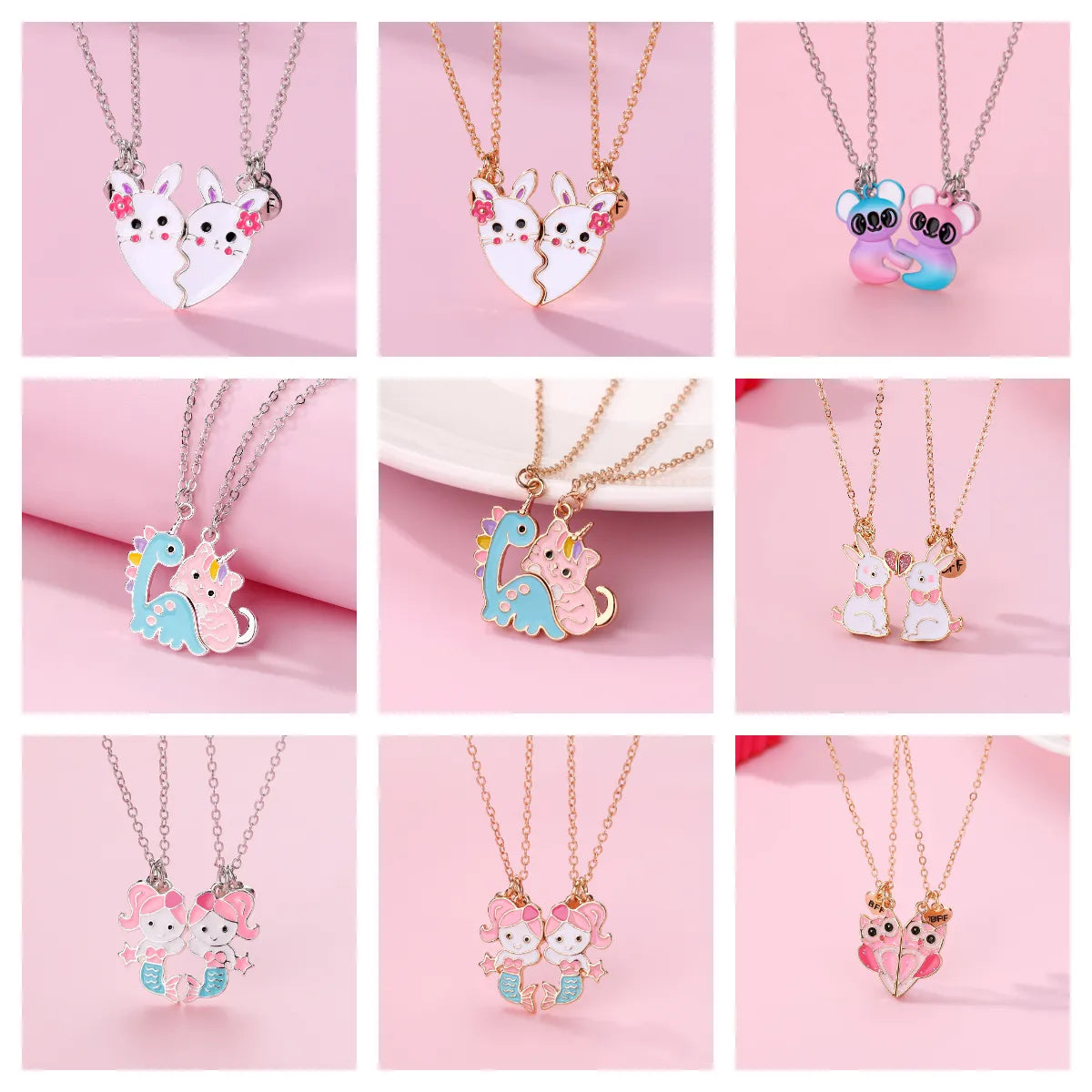 Cartoon Style Cute Animal Mermaid Alloy Plating Girl'S Pendant Necklace