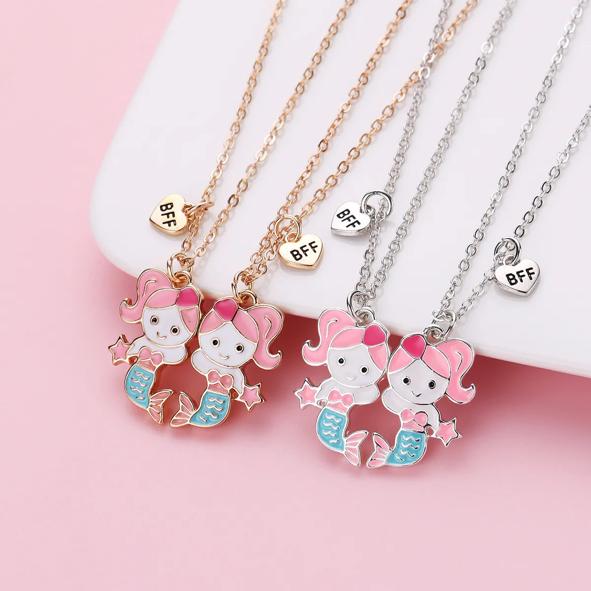 Cartoon Style Cute Animal Mermaid Alloy Plating Girl'S Pendant Necklace