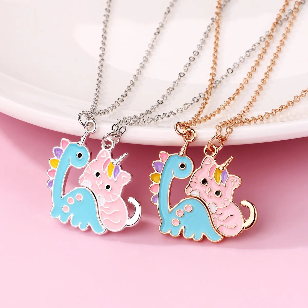 Cartoon Style Cute Animal Mermaid Alloy Plating Girl'S Pendant Necklace