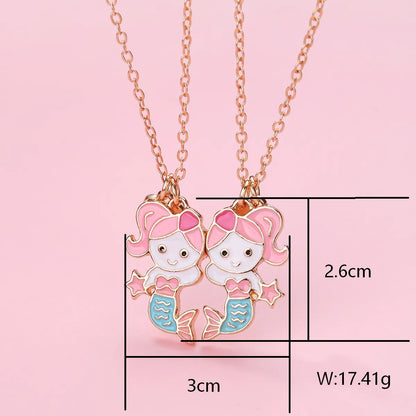 Cartoon Style Cute Animal Mermaid Alloy Plating Girl'S Pendant Necklace