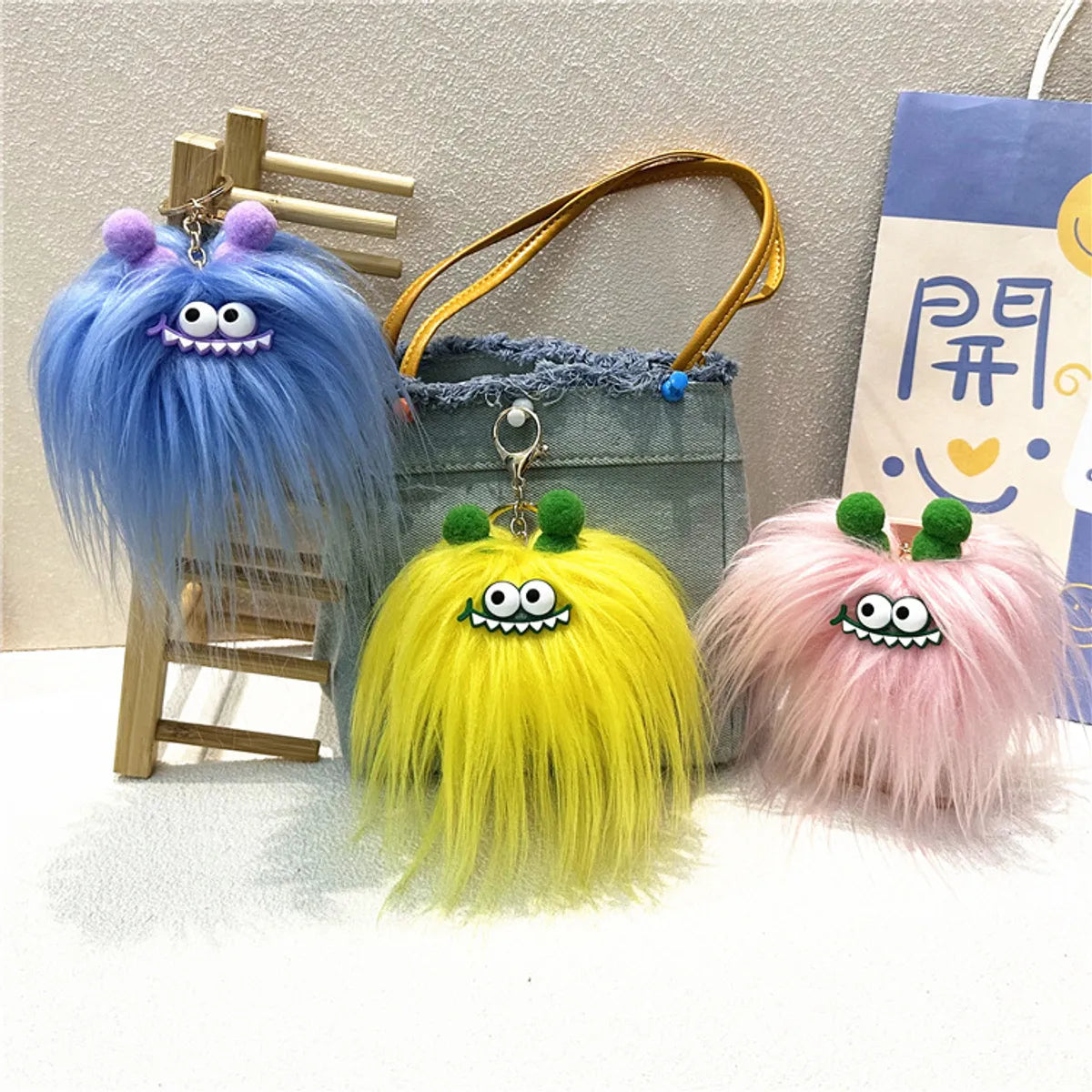 Cartoon Style Cute Animal Monster Plush Unisex Keychain