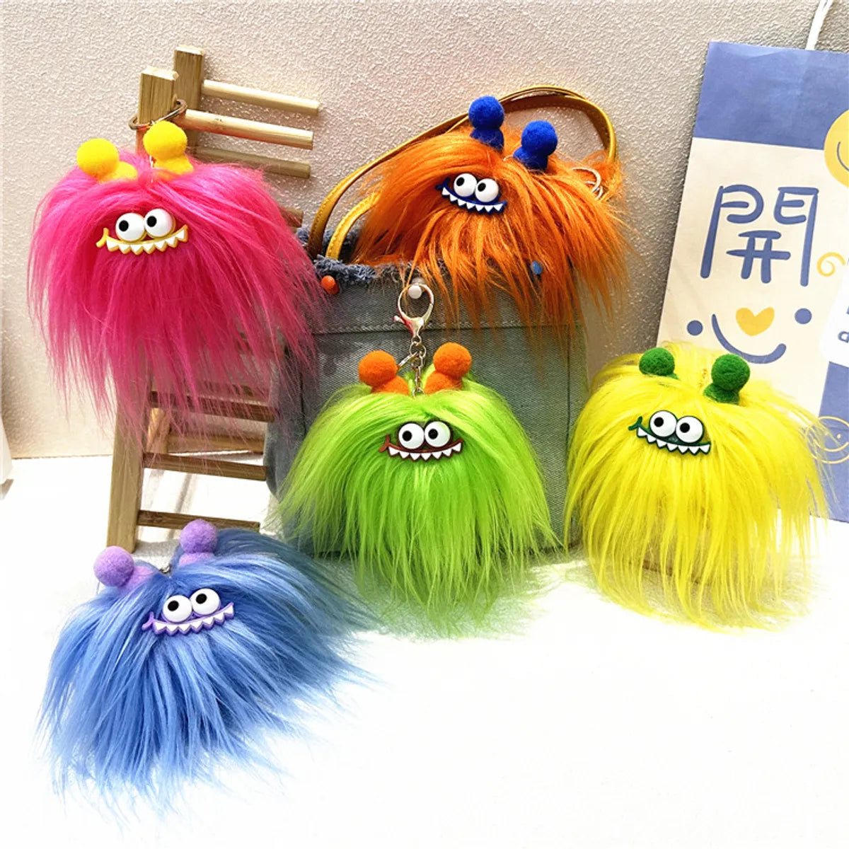 Cartoon Style Cute Animal Monster Plush Unisex Keychain