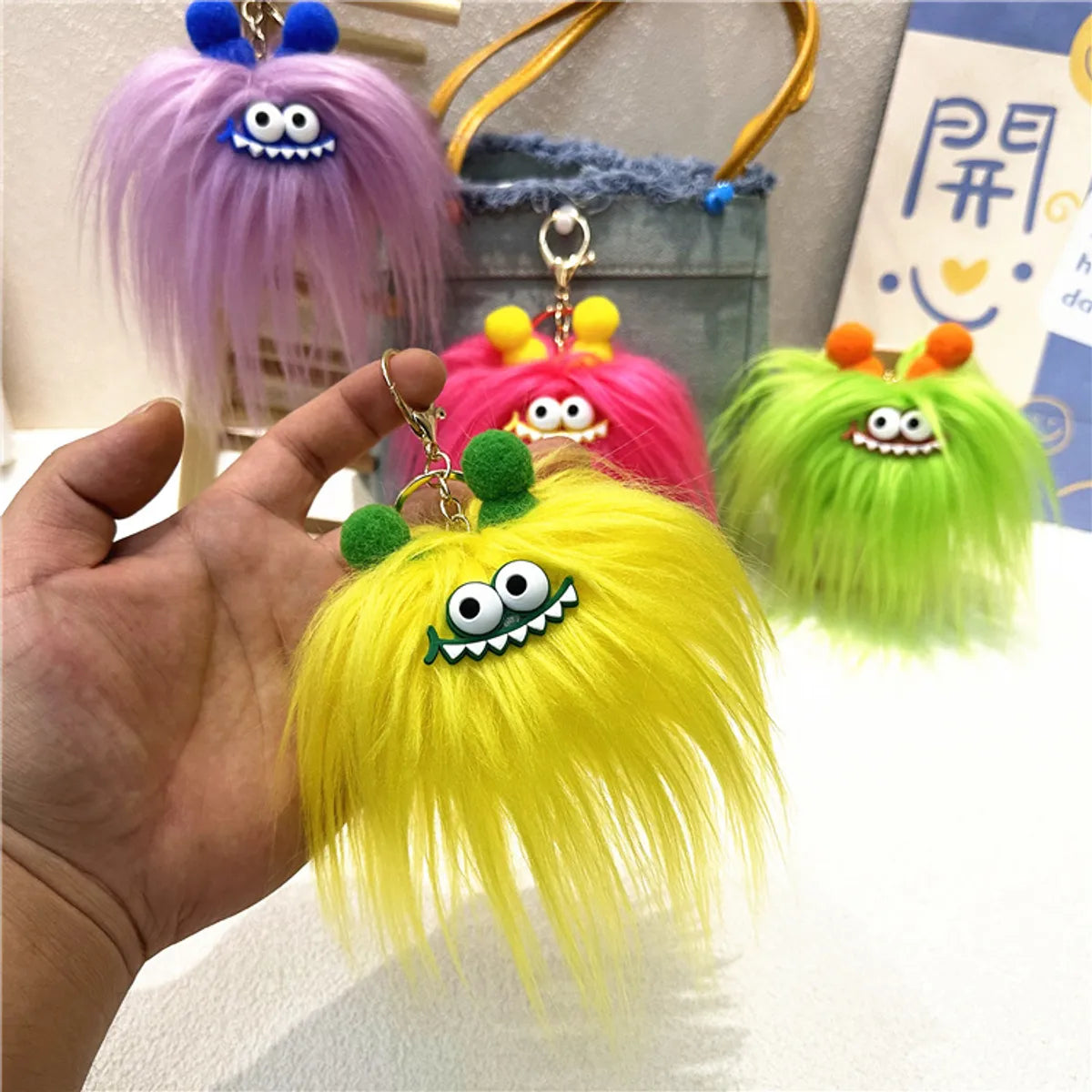 Cartoon Style Cute Animal Monster Plush Unisex Keychain