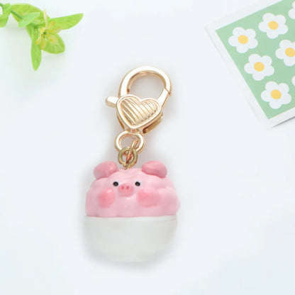 Cartoon Style Cute Animal Pig Metal Bag Pendant Keychain