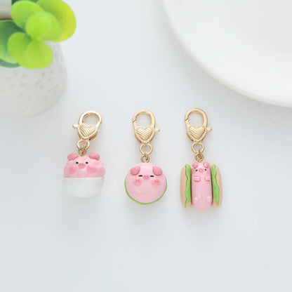 Cartoon Style Cute Animal Pig Metal Bag Pendant Keychain